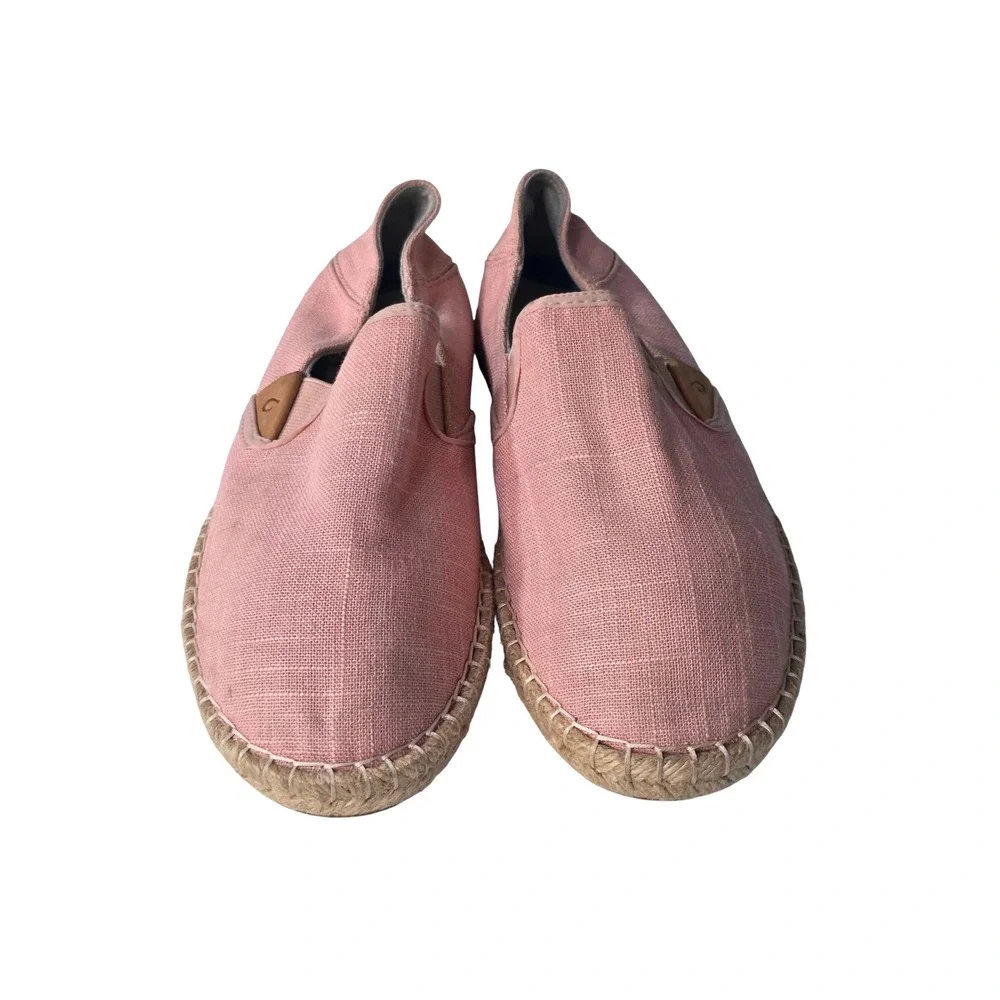 OluKai Kaula Paa Kapa Rose Pink Linen Espadrille Slip On Shoes Womens Sz 6